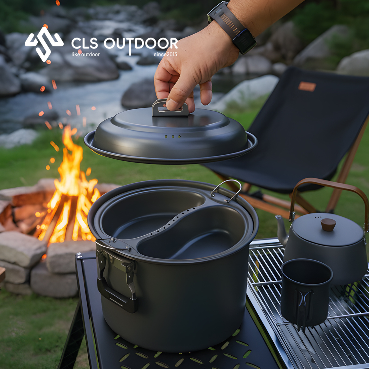 Camping Cooking Pot Large - 6.5L 대용량 만다린 덕 스팀 및