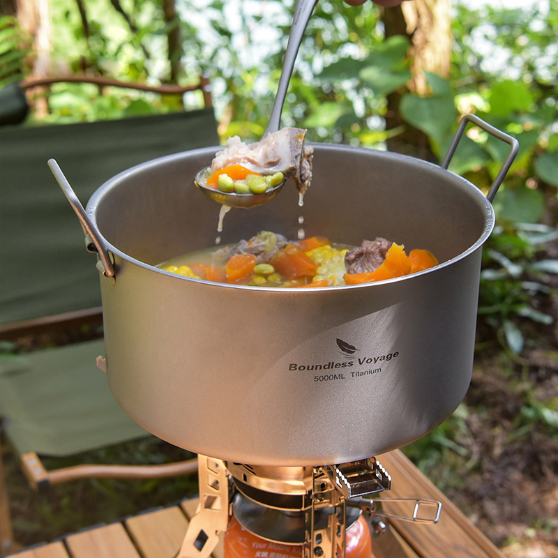 Camping Cooking Pot Large - Boundless Voyage 티타늄 냄비, 휴대용 대용량