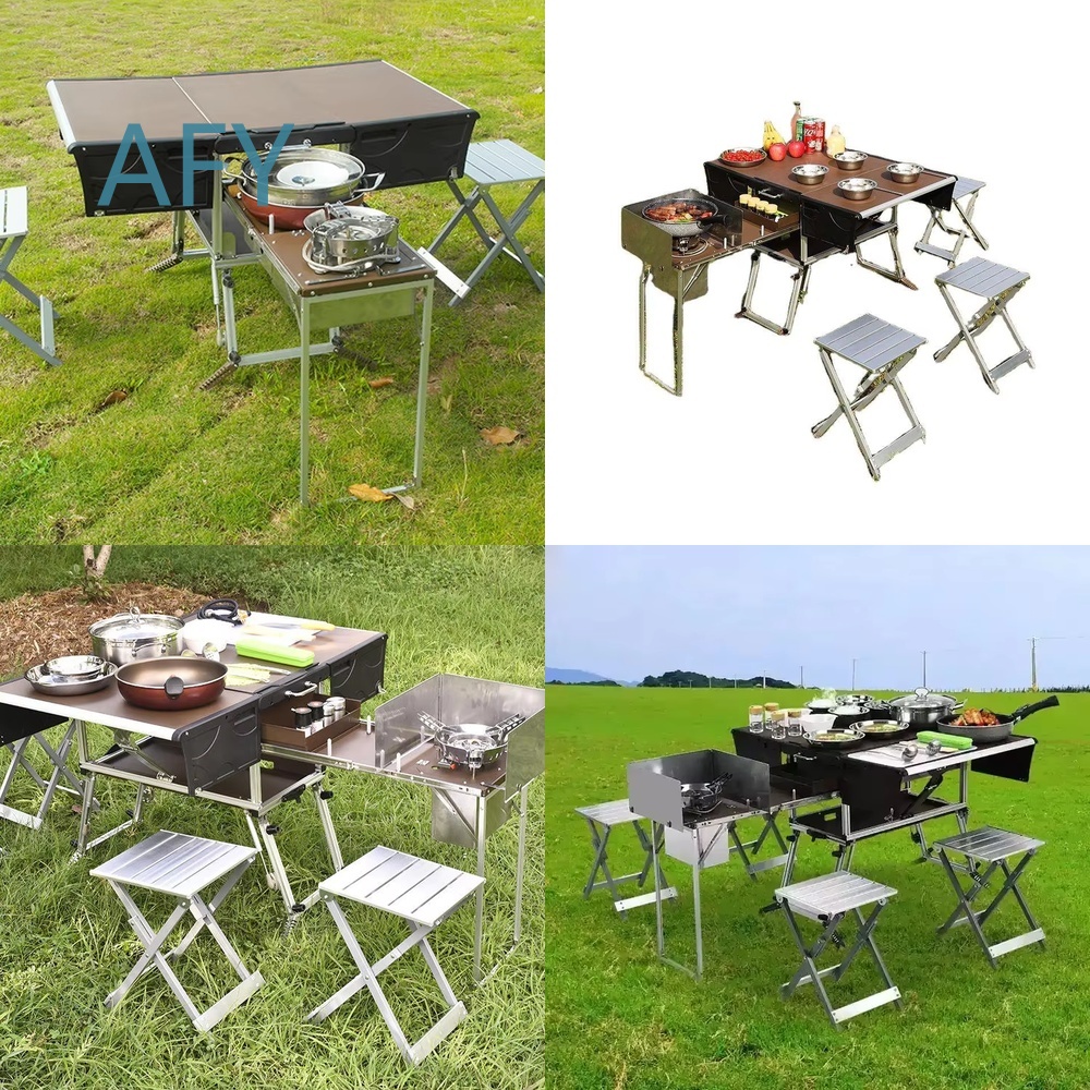 Camping Cooking Dining Set - 휴대용 접이식 야외 요리 그릴 식사용