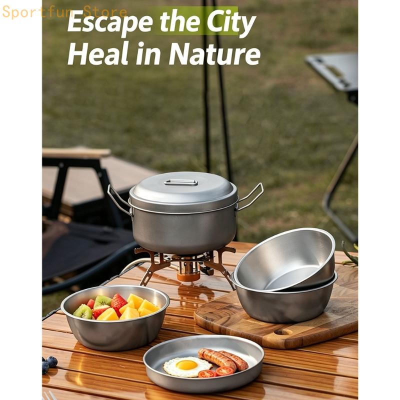 Camping Cooking Dining Set - 냄비 뚜껑과 트레이가 포함된 캠프 식사