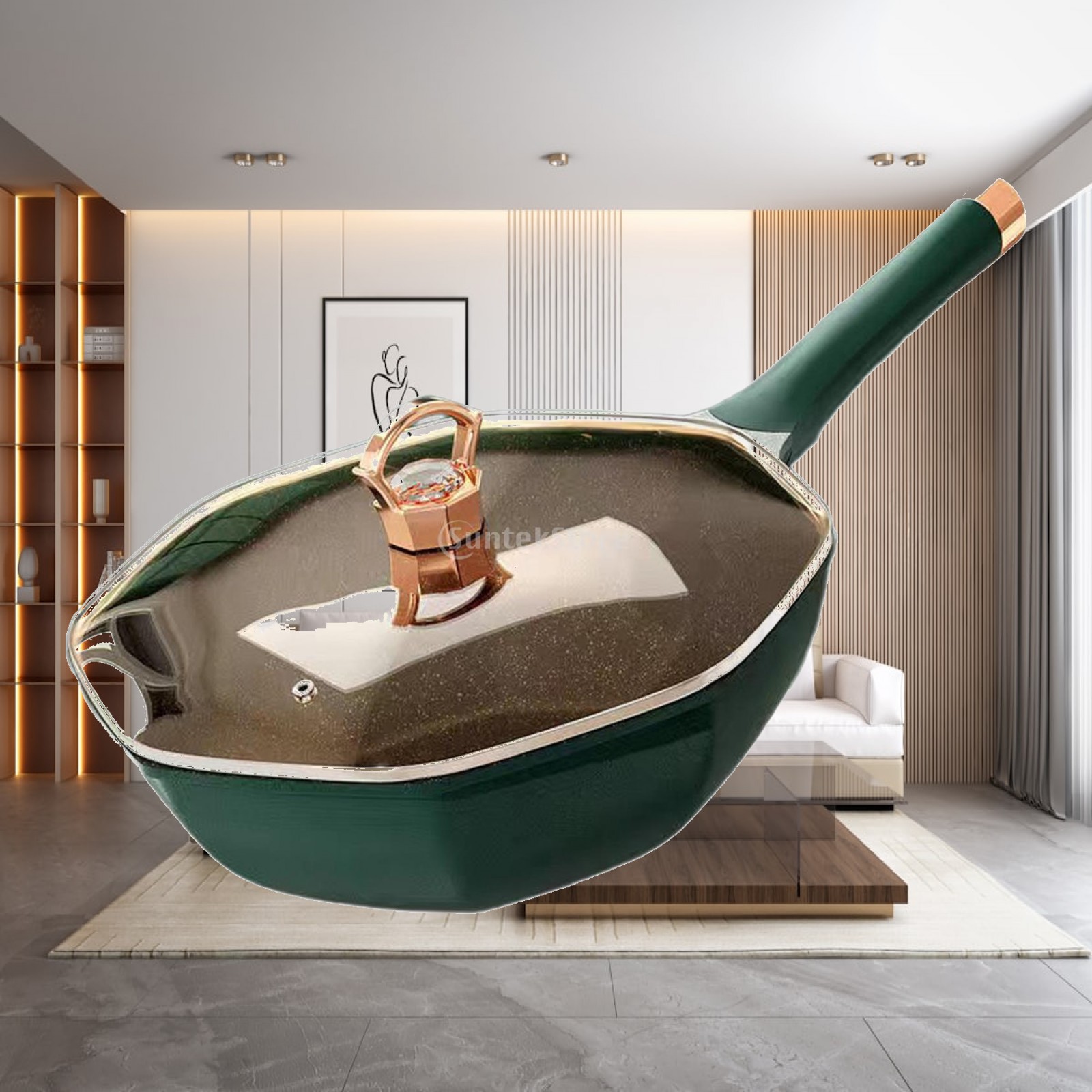 Camping Cooking Pot With Lid - 뚜껑이 있는 팔각형 프라이팬 청소가 용이한