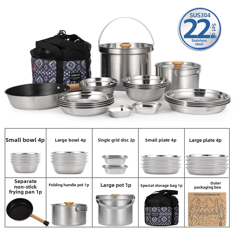 Camping Cooking Cylinder - NOBANA 최신 야외 스테인레스 스틸 냄비