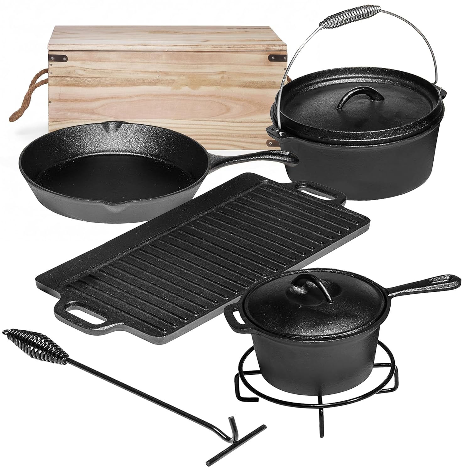 Camping Cooking Pot With Lid - 캠핑 요리 세트 7종. 사전 조리된