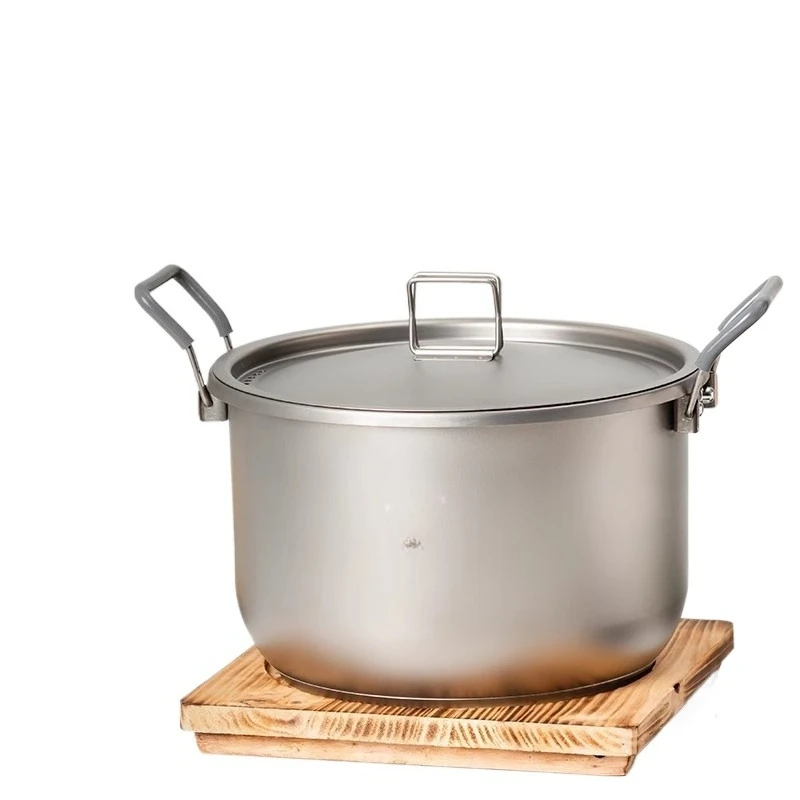 Camping Cooking Pot Large - 6L 티타늄 냄비 뚜껑 포함 내구성
