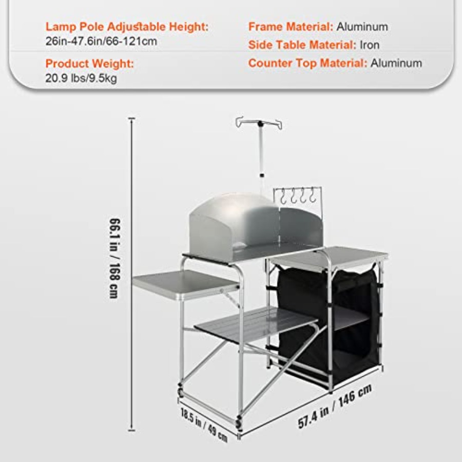 캠핑 키친 테이블, 접이식 야외 조리대(수납 가방 포함 - Camping Cooking Cupboard 리뷰 및 가격