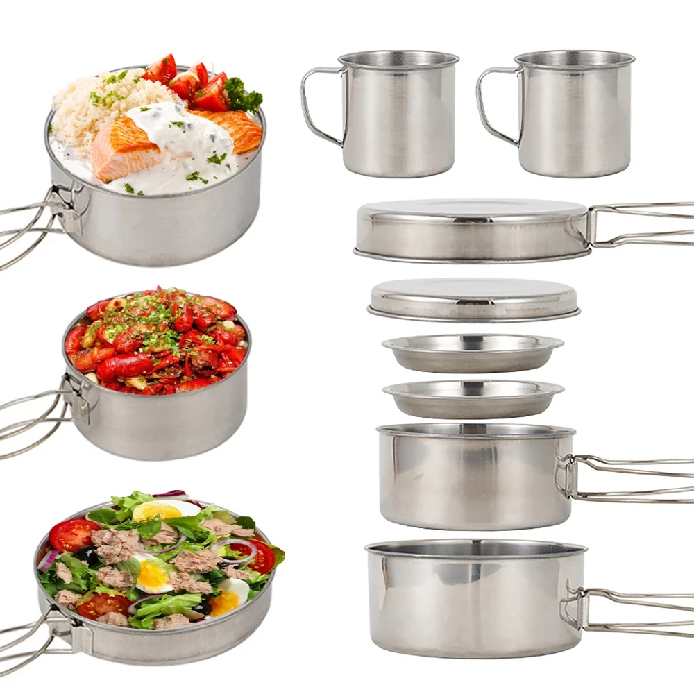 8개/세트 캠핑 조리기구 세트 스테인리스 스틸 요리 냄 - Camping Cooking Disc 리뷰 및 가격
