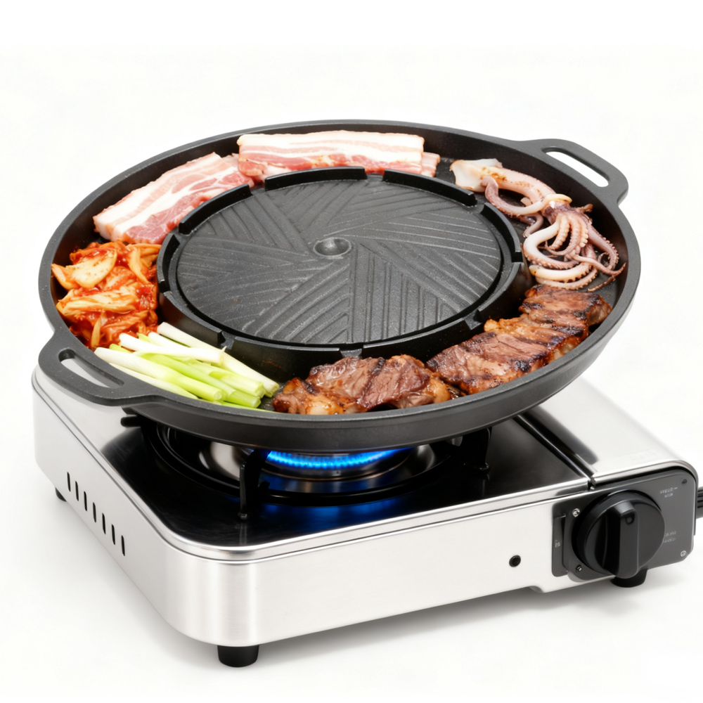 코선 한국식 바베큐 그릴 팬 2 in 1 원형 바베큐  - Camping Cooking Disc 리뷰 및 가격