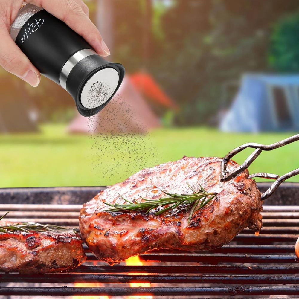 스테인리스 스틸 소금 및 후추통 세트 (유리 바닥, 4 - Camping Cooking Dining Set 리뷰 및 가격
