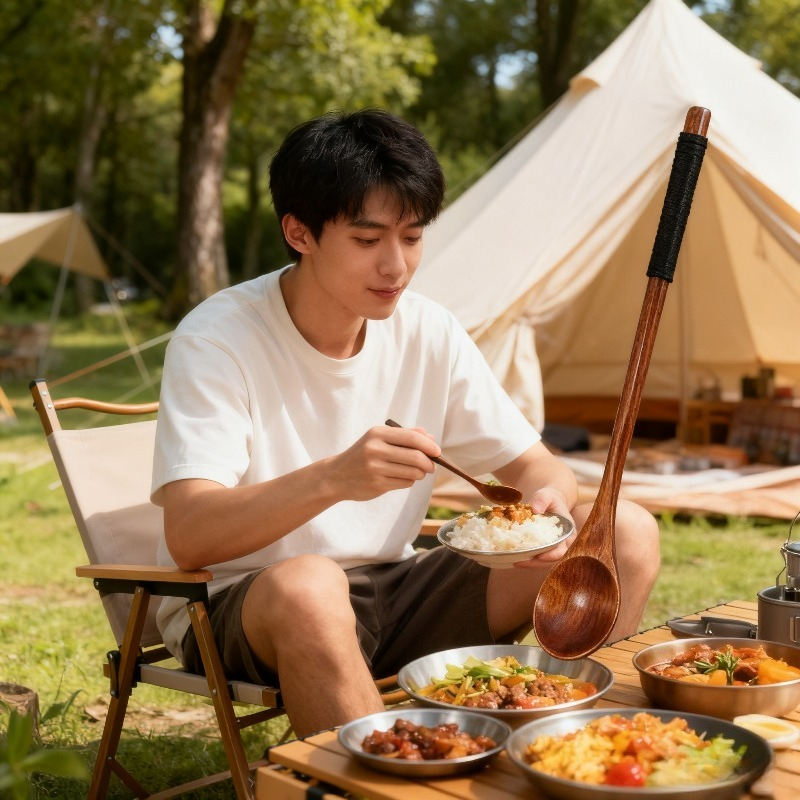 나무 식기 세트 숟가락 젓가락 포크 3개 천연 나무 식 - Camping Cooking Dining Set 리뷰 및 가격