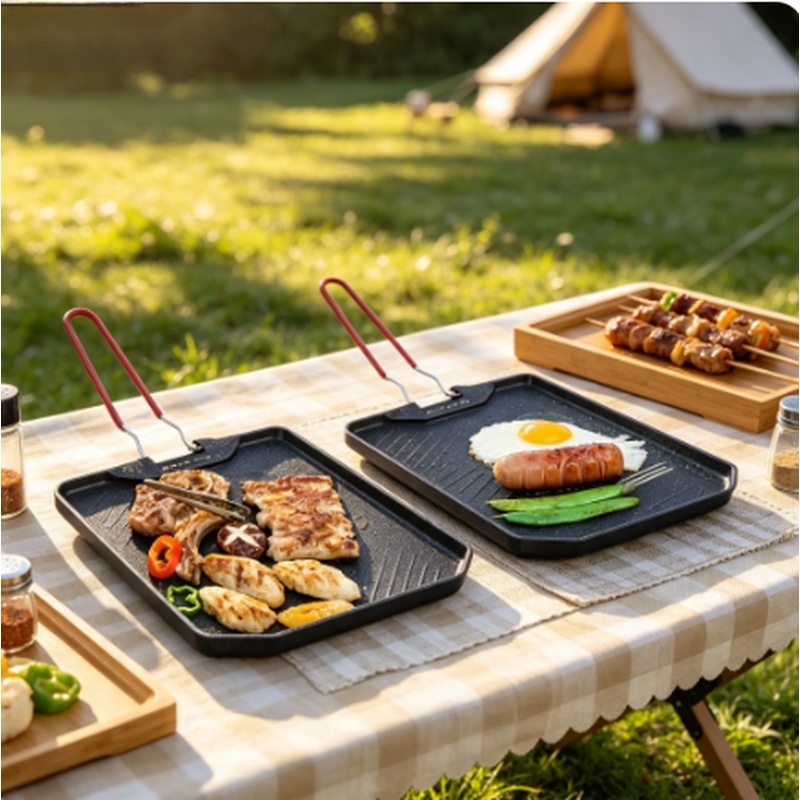 휴대용 논스틱 그릴 팬 야외 캠핑용 프라이팬 가스레인지 - Camping Cooking Cupboard 리뷰 및 가격