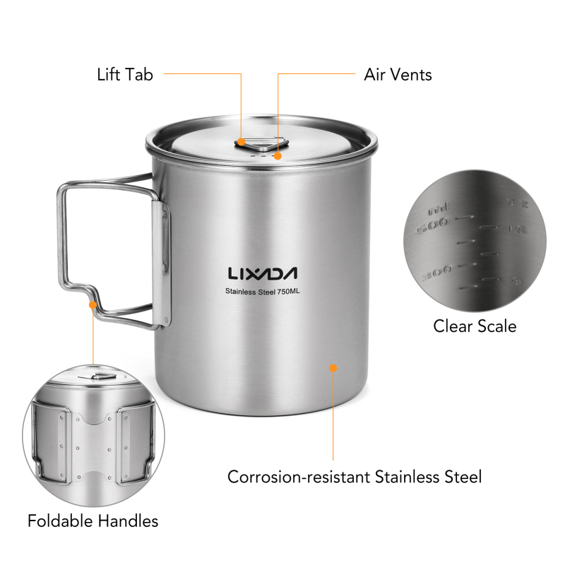 Lixada 야외 스테인레스 스틸 물컵 머그잔, 접이식 - Camping Cooking Cup 리뷰 및 가격