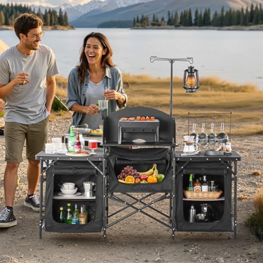 캠핑 키친 테이블, 야외 캠프 조리대, 알루미늄 휴대용 - Camping Cooking Cupboard 리뷰 및 가격