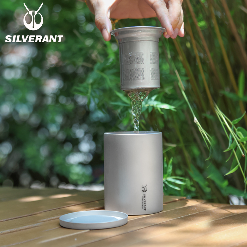 티타늄 더블 데크 커피 차 머그컵 티타늄 스트레이너 E - Pocket Coffee Maker 리뷰 및 가격