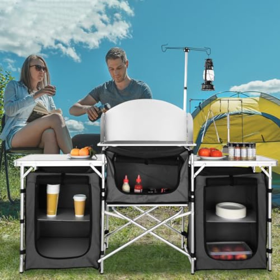 캠핑 키친 테이블, 접이식 야외 조리 테이블 (보관용  - Camping Cooking Cupboard 리뷰 및 가격