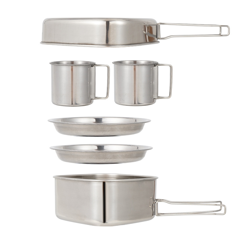 6PCS 야외 냄비 캠핑 스테인레스 스틸 조리기구 식기 - Camping Cooking Cup 리뷰 및 가격